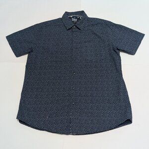 Monument Men's Short Sleeve Button Front Blue/White Shirt, Size L